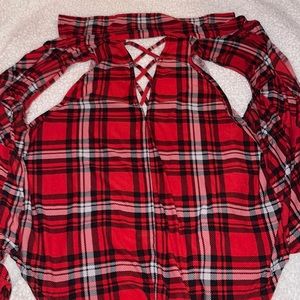 Flannel styled sleeveless shirt Small